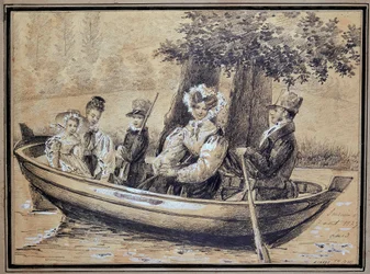 Family of Ségur (the Count, the Countess and their children) by boat - by J.H. Laure, August 1829