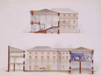 The Stroganov Palace in Saint Petersburg. Plan of the Facade and Section, 1865