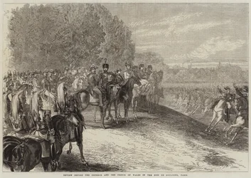 Review before the Emperor and the Prince of Wales in the Bois de Boulogne, Paris