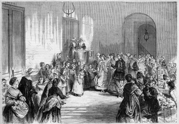 The Impress Eugenie de Montijo (1826-1920) attending the children