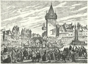 The Hirsebreifahrt, transportation of a cargo of millet by boat from Zurich to the city