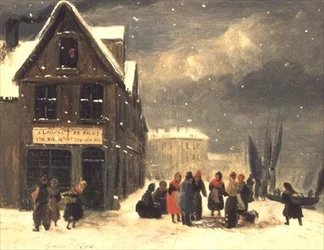 Quayside in Winter, Unloading the Catch