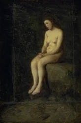 A Nymph. A Seated Female Model