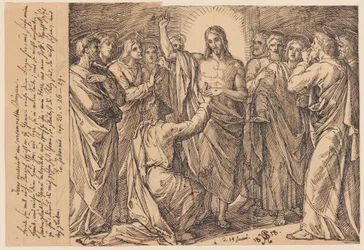 Jesus appears to the assembled disciples. Peace be with you. Then he says to Thomas: ...?