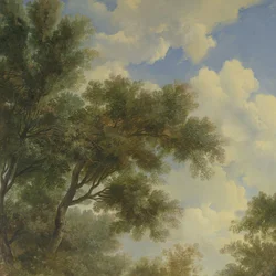 Arcadian Landscape with a Temple on the Left and an Old Man Sitting in the Foreground