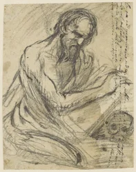 St. Jerome, Writing in a Book He Holds Above a Skull