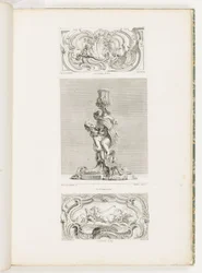 Ornament Panel with Shell Fountain Flanked by Garlands and Volutes, pl. 22 in Oeuvre de Juste-Aurèle