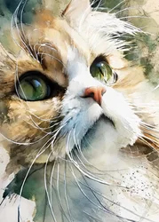 Curious Watercolor Cat
