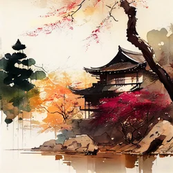 Japanese Autumn Temple