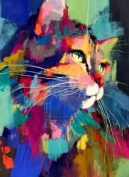 Vibrant Abstract Cat