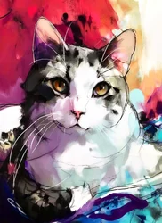 Vibrant Cat Painting