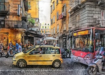 Vibrant European City Street