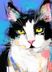 Vibrant Tuxedo Cat