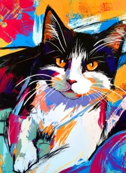 Vibrant Tuxedo Cat