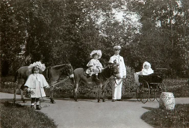 Grand Duchesses Olga, Tatiana, and Maria of Russia, Tsarskoye Selo, Russia, c1899-c1900