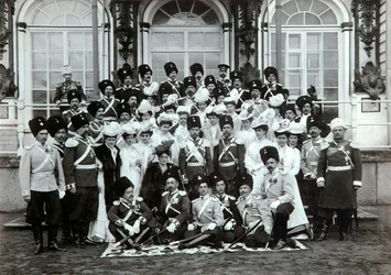 Russian Imperial family outside the Catherine Palace, Tsarskoye Selo, Russia