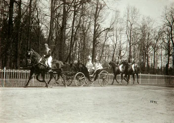 Tsar Nicholas II and Tsarina Alexandra Fyodorovna of Russia in a Carriage