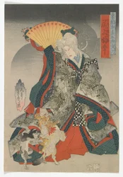 Souvenirs of the Eastern Capital on the Fifty-three Stations of the Tokaido: The Actor Onoe Baiko III as the Cat Spirit of the Old Temple