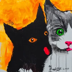 Colorful Cat Duo