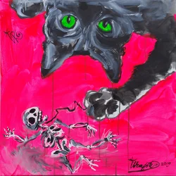 Monster Cat And Skeleton Puppet