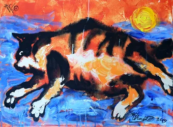 Vibrant Cat in Motion