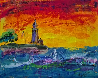 Vibrant Lighthouse Sunset