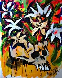 Vibrant Skull Blooms