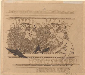 Ornamental Design with Birds and Lily