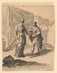 Figure Presenting Loaves to a General, ca. 1650