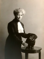 Alexandra Beketova-Blok, Russian Author and Translator, with Her Pet Dog