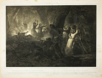 Deliverance of the Daughters of Daniel Boone and Callaway, plate two from History of the First Colonists of America