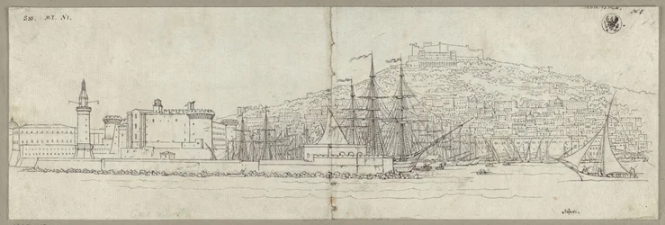 View of Naples with the Harbour, Castel Nuovo, the Lighthouse and Castel Sant