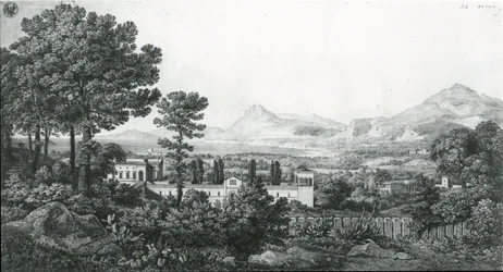 “View from the Palace of Prince Valguarnera over part of Bagheria near Palermo and the Gulf of Cefalù”