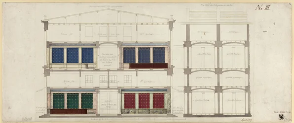 Berlin, Unter den Linden. Design for a Department Store. Two Sections