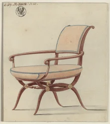 Berlin, Unter den Linden. Royal Palace, Chamois Room of Frederick William III. Design for an armchair