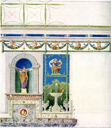 Berlin, Wilhelmplatz. Palace of Prince Charles of Prussia, Dining Room. Design for Wall and Ceiling