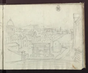 View East from the Capitoline Hill in Rome over the Forum with the Arch of Septimius Severus