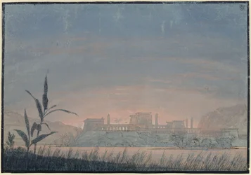 The Magic Flute. Opera by Wolfgang Amadeus Mozart. Design for the 10th decoration. Landscape with Sarastro