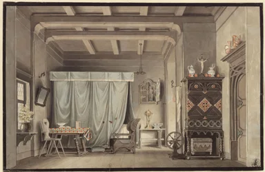 Faust. Drama by Johann Wolfgang von Goethe. Design for a decoration. Gretchen