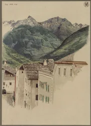 Street in Hofgastein with a View of Hüttelkogel, Graukogel, the Feuerseng Massif and Gamskarspitze