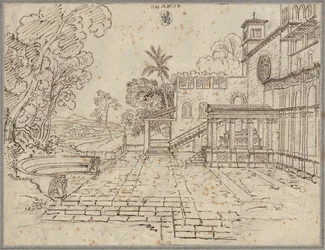 Forecourt in Front of a Church with a Monument