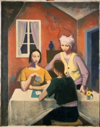 Girls Playing Cards