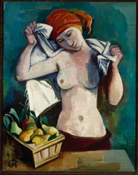 Female Half-Nude with Fruit Basket