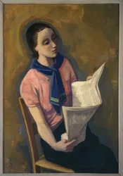 Girl Reading Newspaper
