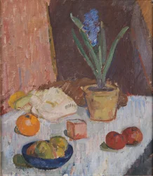 Composition with Hyacinth, Fruits and Blue Bowl