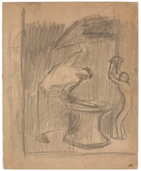 Composition Sketch: A Journeyman at the Anvil and a Boy at the Bellows