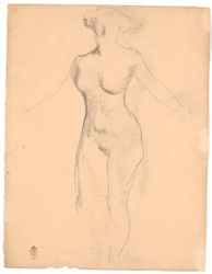 Standing Nude Female Model Seen from Above