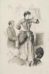 Viennese Types: Singer Miss Hornischer and Her Pianist Before Audience