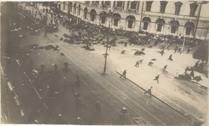 Government Troops Firing on Demonstrators, July 4, 1917