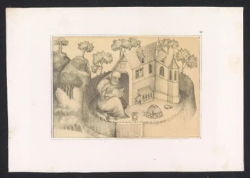 Saint Anthony Reading in the Garden (series title: Designs and Studies of a Dutch Master from the 15th Century)